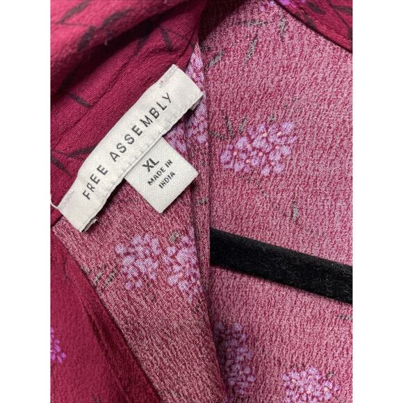 Free Assembly Midi Dress XL Red Floral Tiered Rodeo Western Prairie Country - Picture 8 of 12